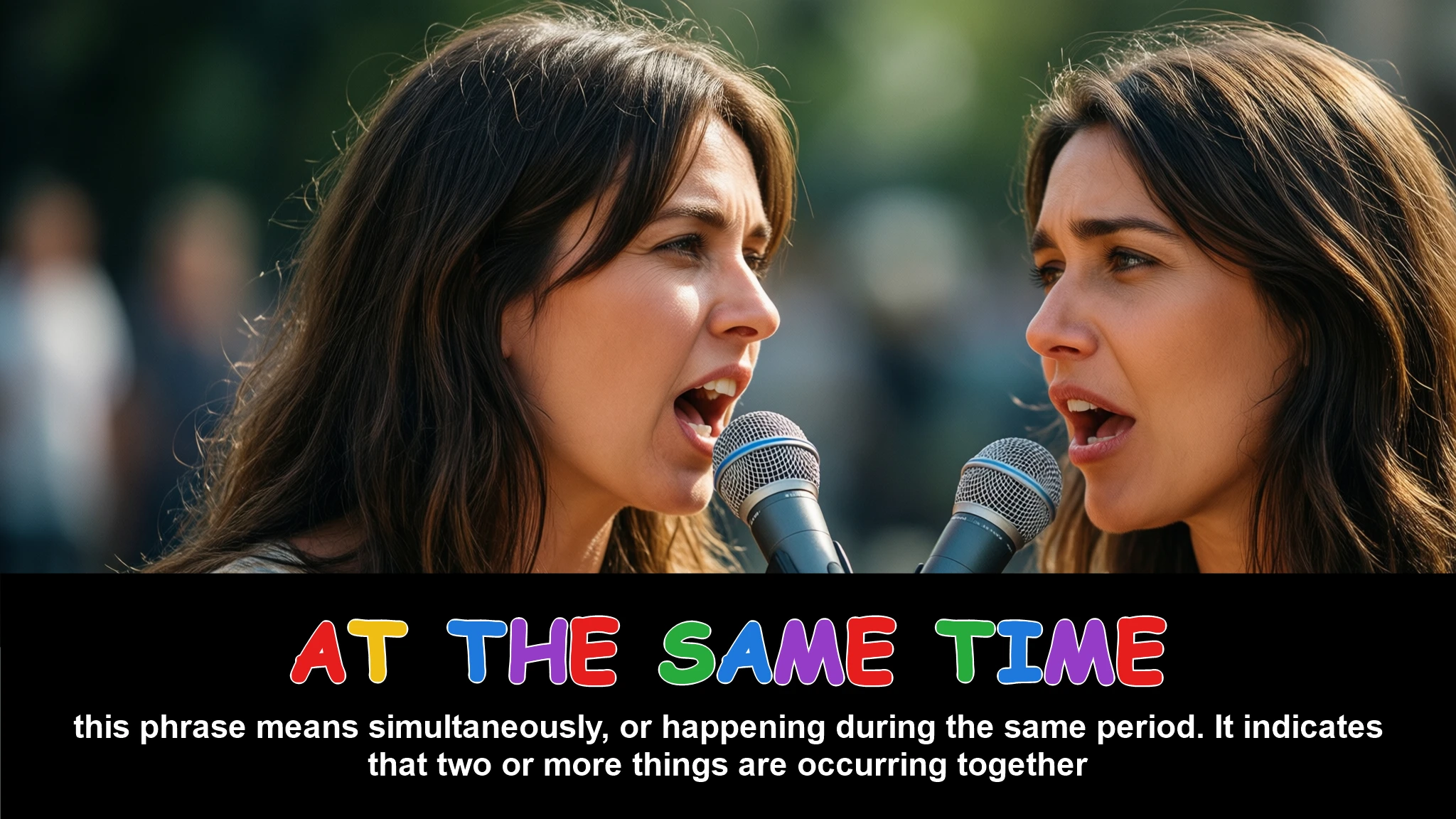 English Illustration for at the same time